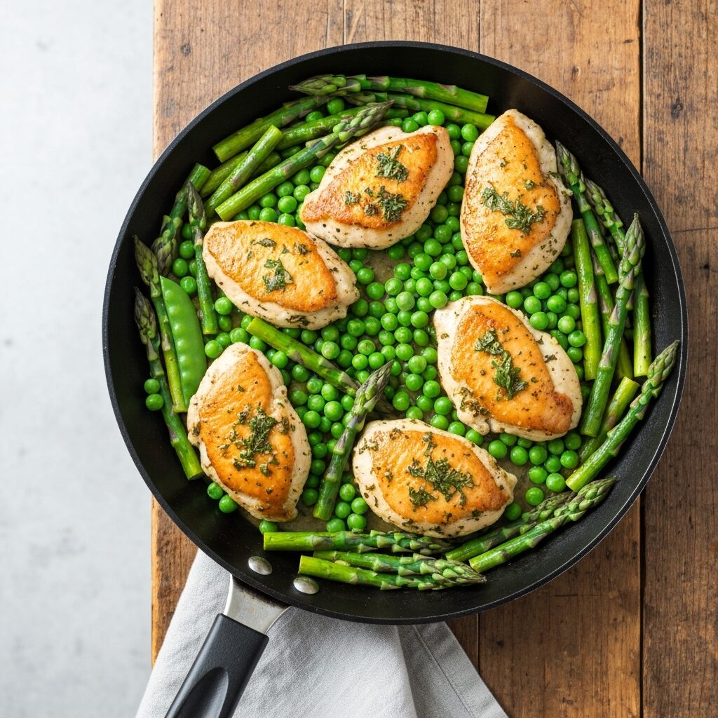 Lemon Herb Chicken Skillet with Spring Veggies (30-Min Meal!)