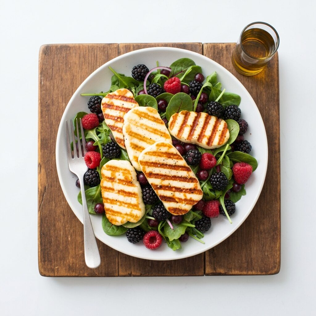 Grilled Halloumi & Berry Salad with Zesty Vinaigrette